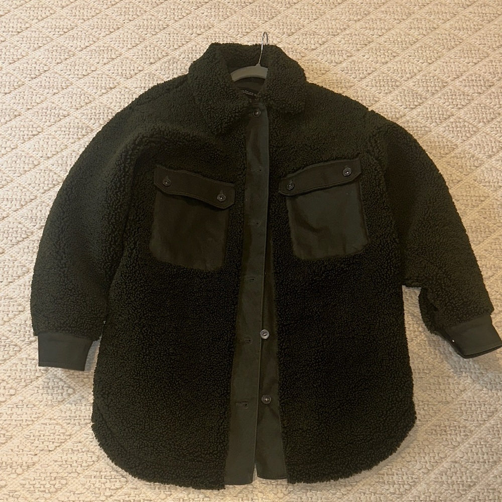Zara- Green Sherpa Jacket- Size- XS